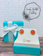 Load image into Gallery viewer, Orange Faux Druzy Studs
