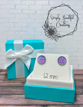 Load image into Gallery viewer, Transparent Purple Faux Druzy Studs
