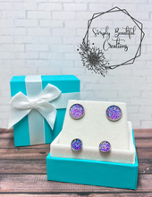 Load image into Gallery viewer, Transparent Purple Faux Druzy Studs
