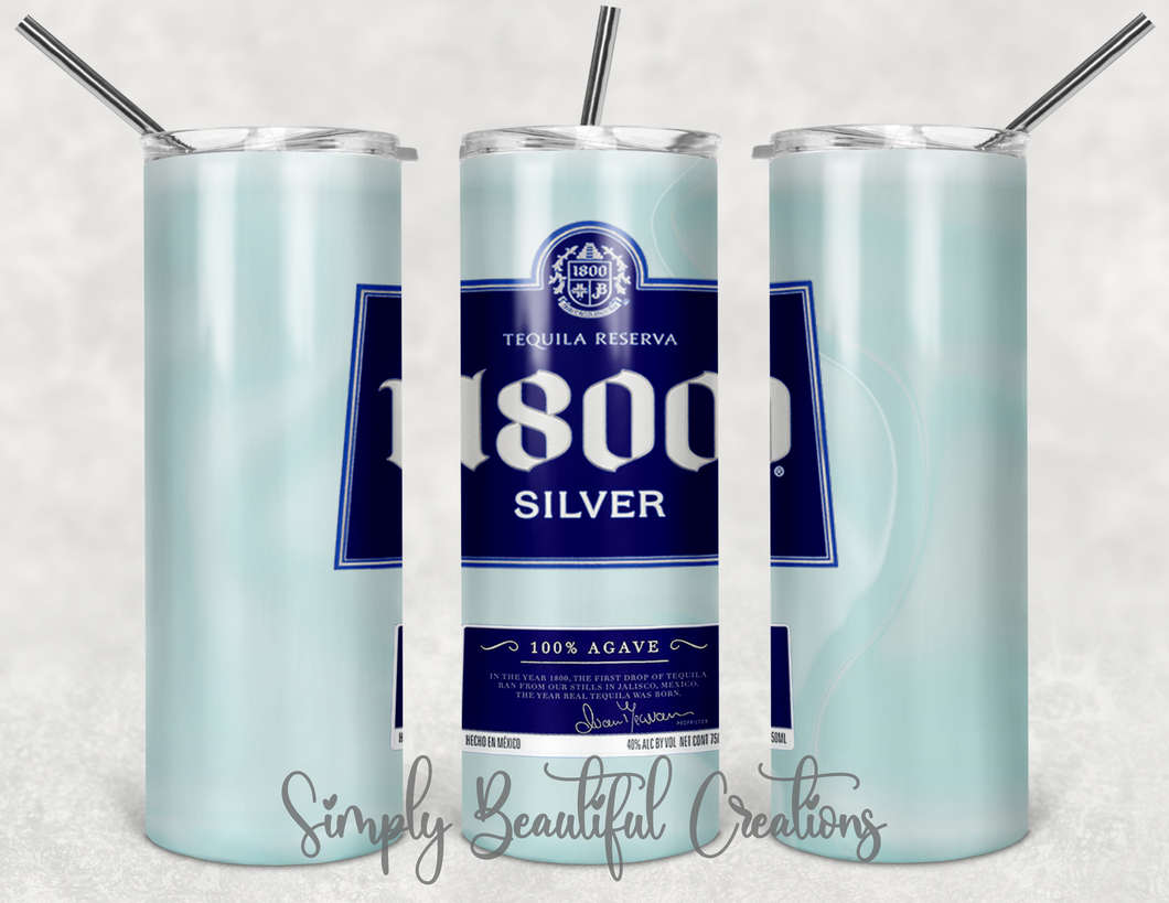 1800 Silver Tequila Sublimation Tumbler