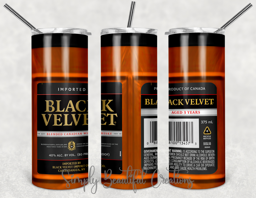 Black Velvet Whiskey Sublimation Tumbler