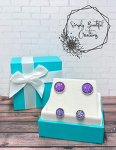 Load image into Gallery viewer, Purple Faux Druzy Studs
