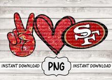 Load image into Gallery viewer, Peace Love 49ers
