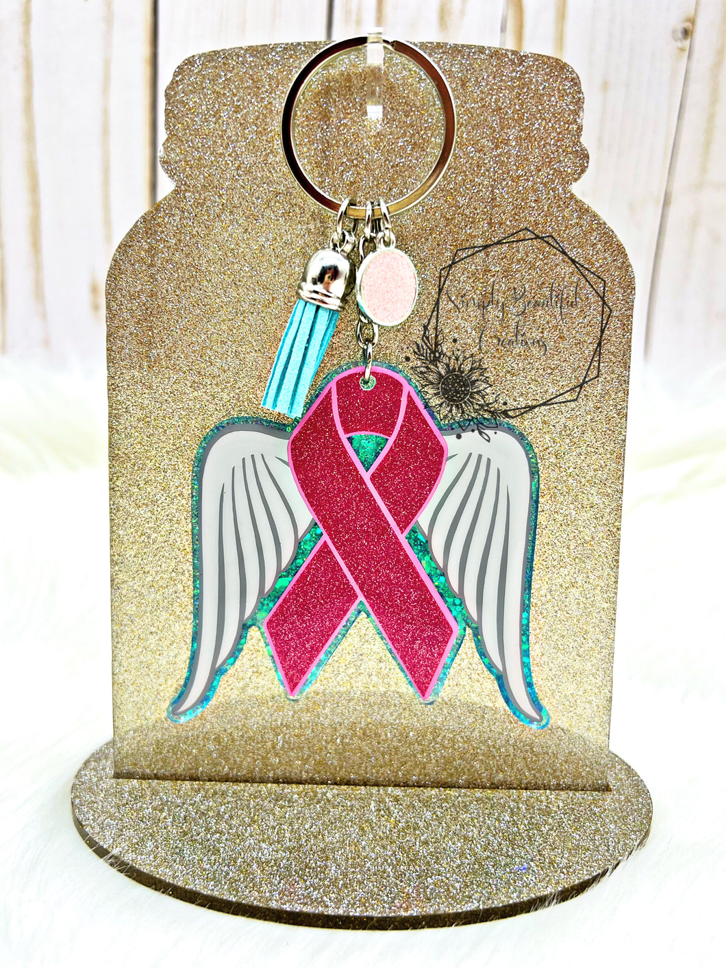 Breast Cancer Ribbon with Wings